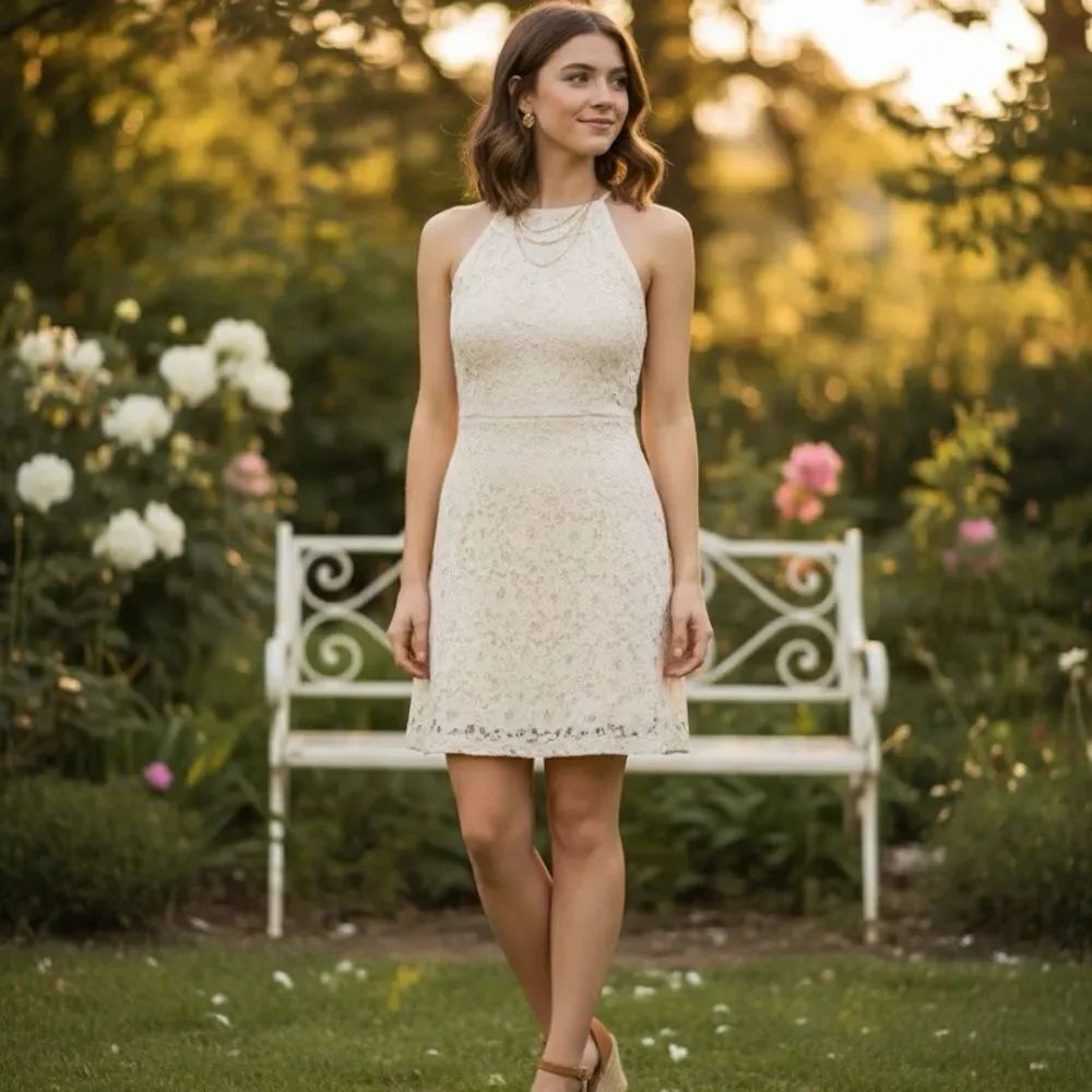 Heartloom Lace Cream Mini Dress size S